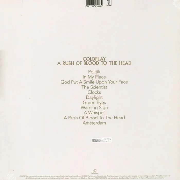 Coldplay -  A Rush of Blood to the Head LP (Clear EcoRecord Vinyl) - Görsel 2